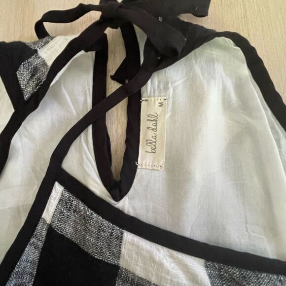 Bella Dahl black and white buffalo plaid halter dress with raw hem size M - Picture 4 of 8